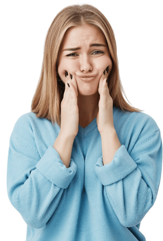 Woman holding her jaw in pain next to information about root canal therapy at Page Family Dentistry in River Falls, WI, used to treat infected or damaged tooth pulp and relieve severe tooth pain.